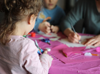 Young girl participating in an art workshop
