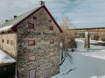 The Marcoux mill in Portneuf at the end of winter.