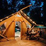 Unwind in the forest and go camping at Huttopia Sutton!
