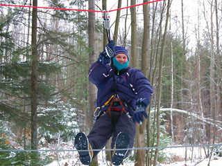 Treetop obstacle course at Parc du Domaine Vert