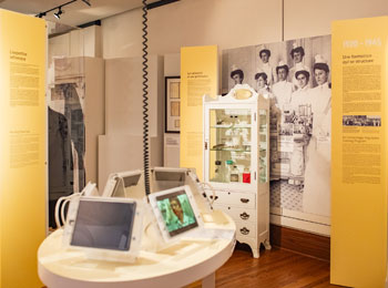 Interactive exhibition with interpretive panels and tablet displays