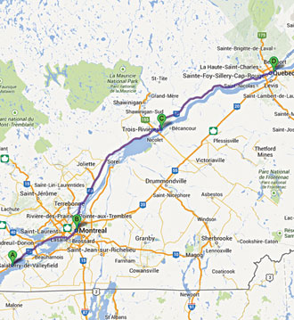 Carte Google Road Trip En route vers la métropole et la capitale!