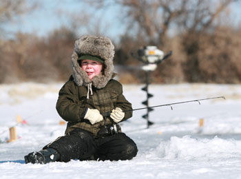 Child ice fishing