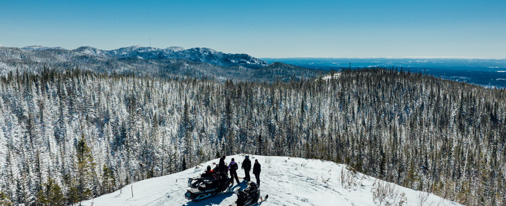 View of the scenery on a snowmobile ride