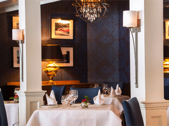 The dining room of Le Riverain restaurant at Hotel & Spa Ripplecove