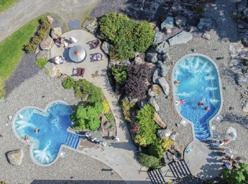 Aerial view of outdoor baths at Spa Eastman