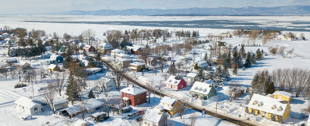 Aerial view of the L’Islet region in winter 