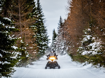 Snowmobile trails near tyroparc in the Laurentians